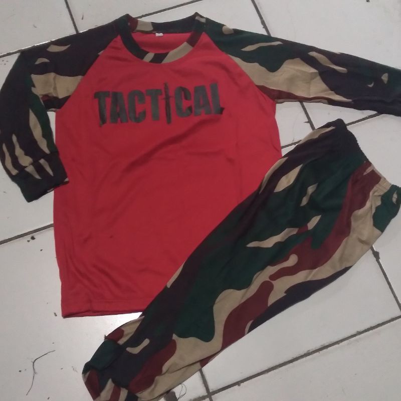 STELAN KAOS TACTICAL ANAK /STELANA LORENG ANAK/STELANA LORENG ARMY ANAK