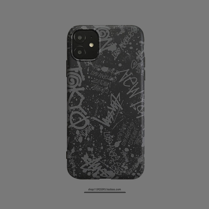 iPhone 12 Case Soft Case Desain Stussy Warna Hitam Putih
