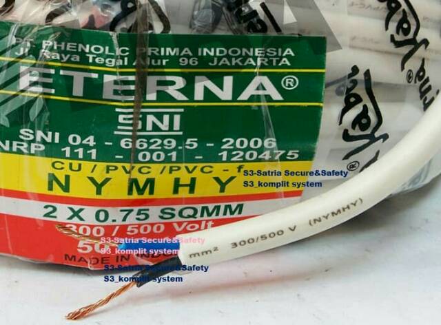 Kabel Serabut NYMHY 2 x 0,75mm @100M ETERNA SNI-LMK