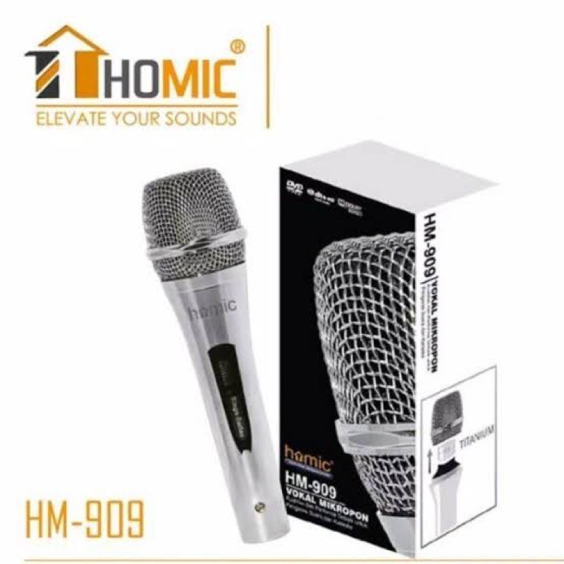 HOMIC HM-909 Mic Dynamic Microphone Karaoke Stainless Suara Jernih Original