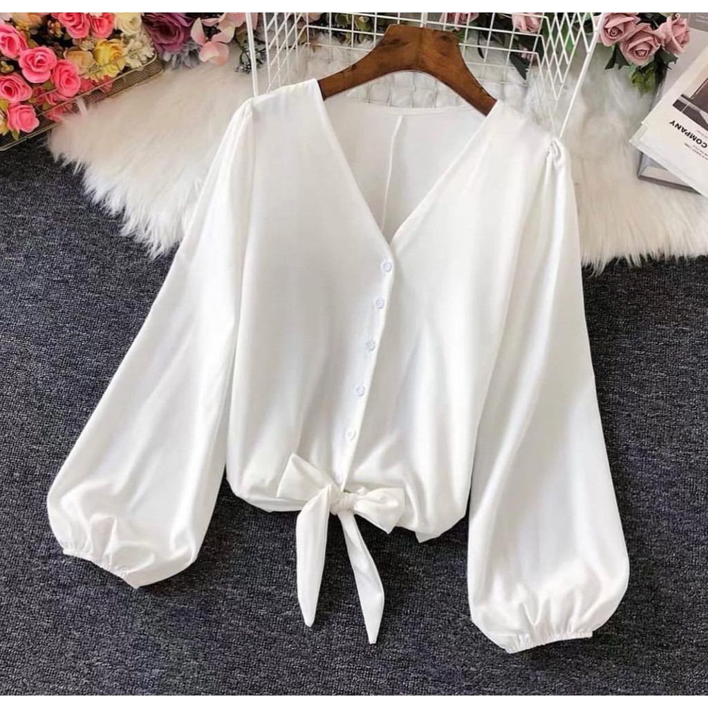 1KG MUAT 5PCS | DILA BLOUSE LENGAN BALON LILI BLOUSE KANCING HITS SELEBGRAM FASHION OOTD WANITA