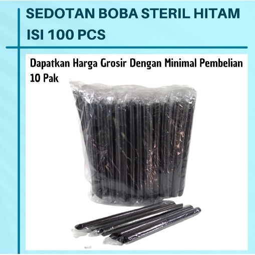 Jual Sedotan Boba Steril Warna Hitam Besar Sedotan Minuman Kekinian