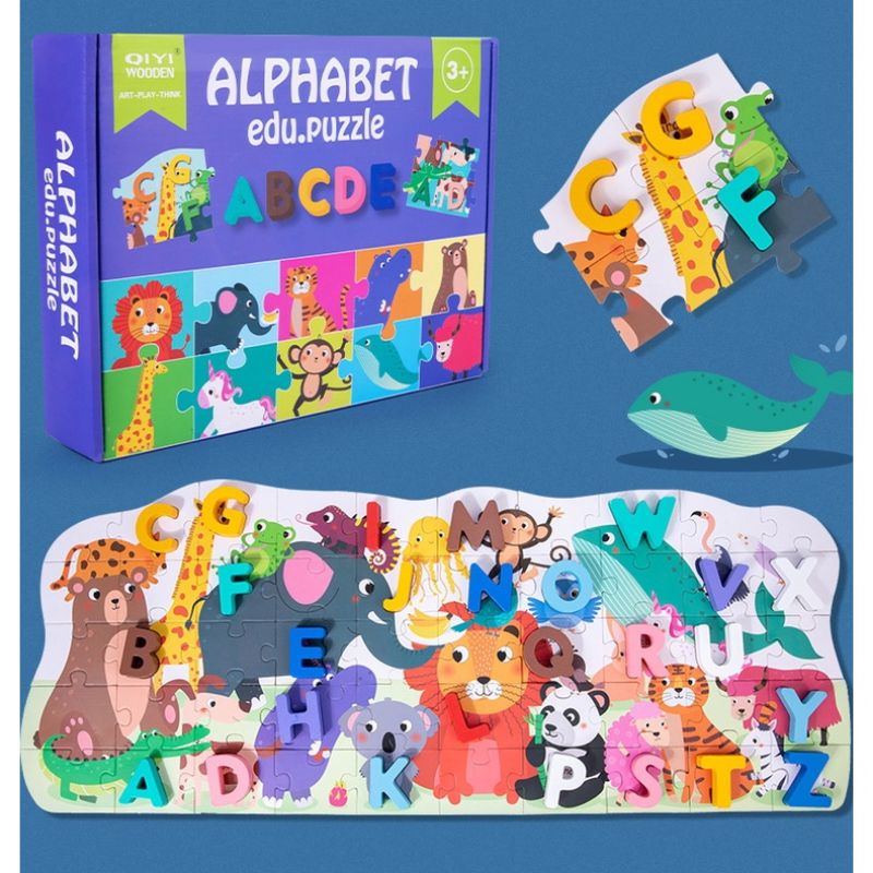Mainan Alphabet Edu Puzzle,puzzle 3D Huruf Angka