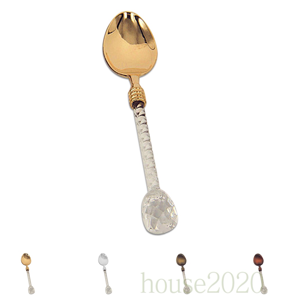 [HOUSE2020]Retro Crystal Handle Tea Coffee Spoon Ice Cream Spoon Dessert Ladle Scoop