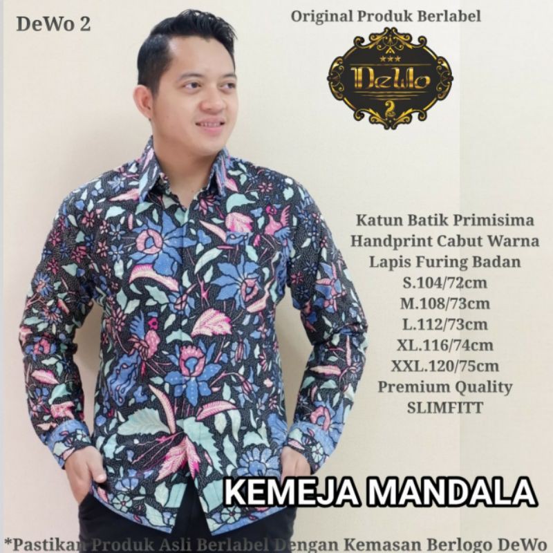 Kemeja Batik Slimfit  Pria Terbaru Batik Slimfit Lengan Panjang Batik Slimfit Lapis Furing MANDALA