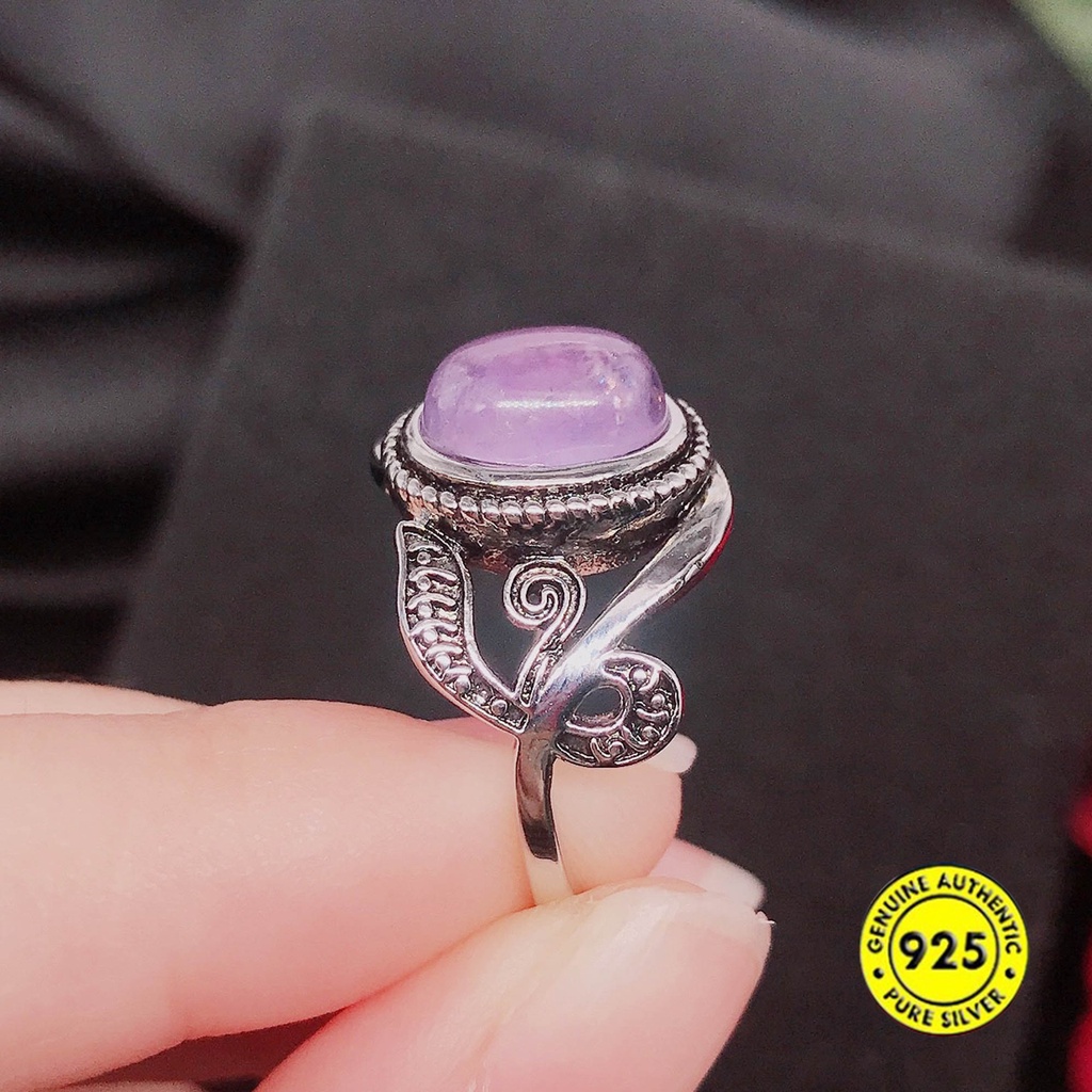 Cincin Berlian Imitasi Amethyst Bahan S925 Silver Untuk Perhiasan