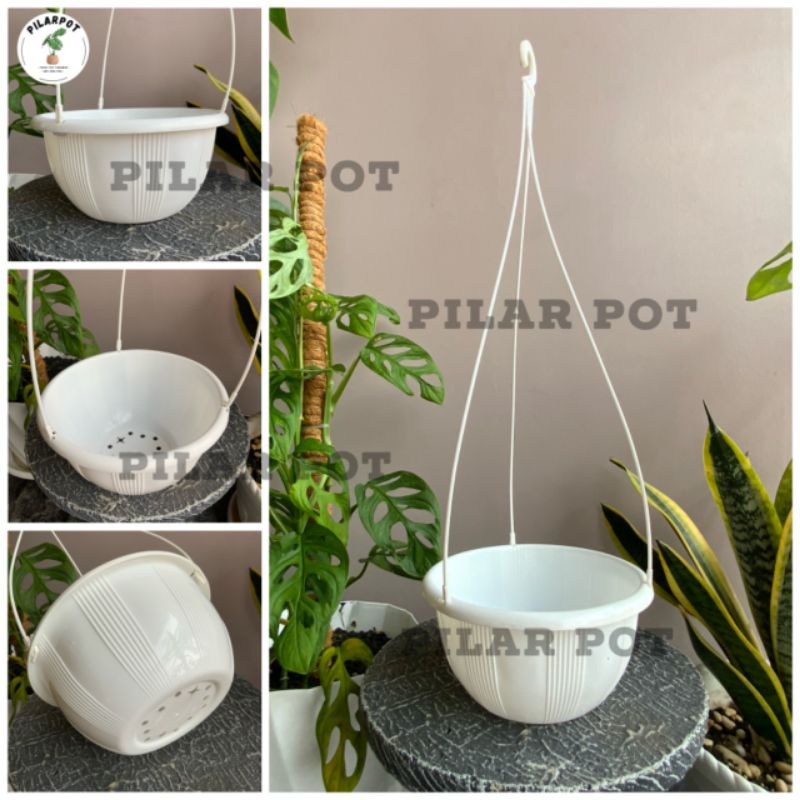 pot bunga tanaman gantung bulat nkt cakra warna warni 20cm - NKT CAKRA