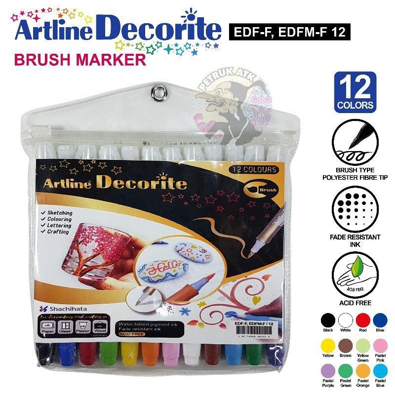 

[SET] SPIDOL BRUSH MARKER ARTLINE DECORITE SET 12 WARNA EDF-F 1.0 MM*