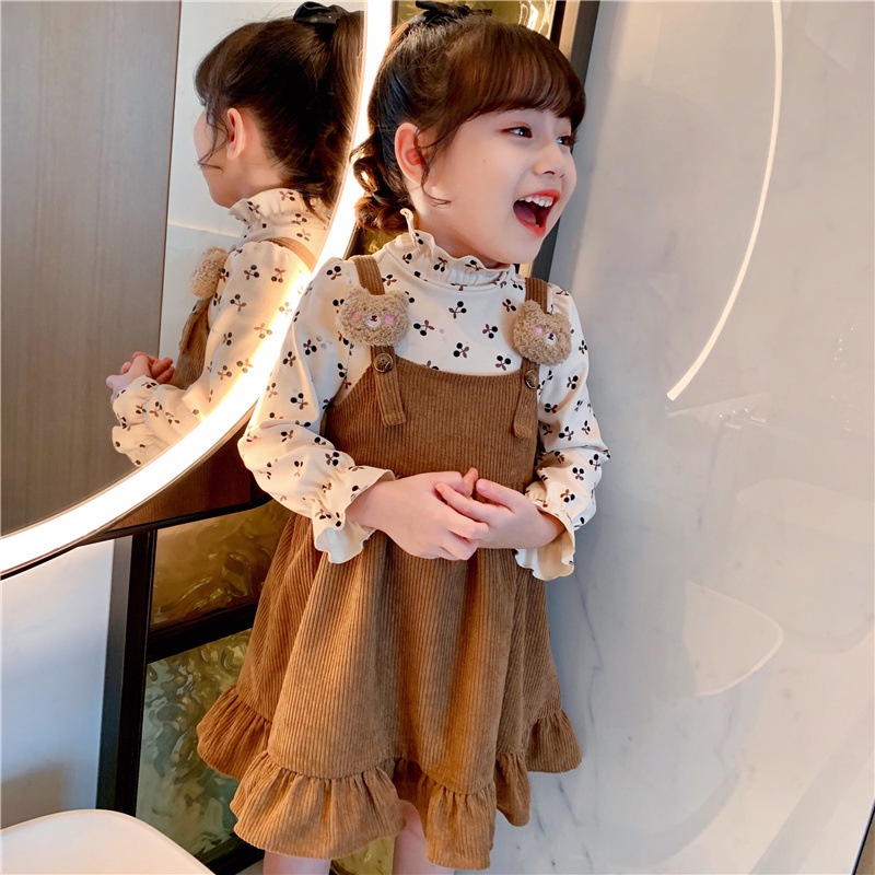 【Happy Baby】0-4Tahun Dress Lucu Rumbai Lengan Panjang Tali Depan QZ-85