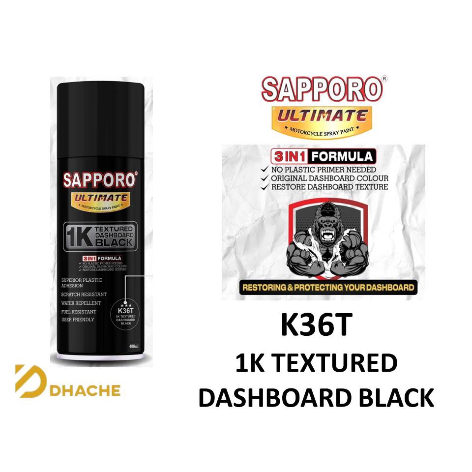 Sapporo Ultimate K36T 1K Textured Dashboard Black / Cat Semprot 3in1 400ml