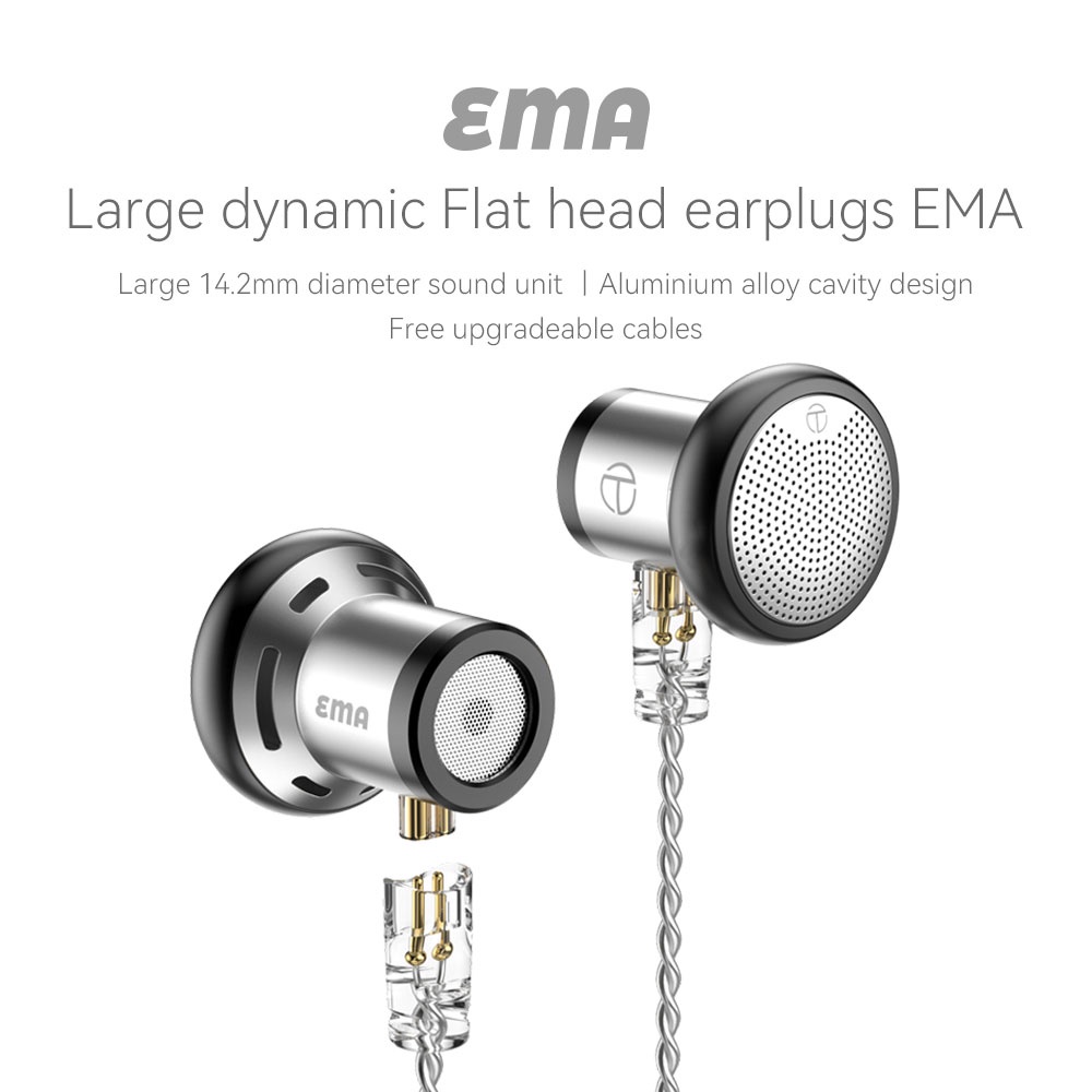 Trn EMA Headset Inear Kepala Flat Bahan Metal 14.2mm Untuk Mendengarkan Musik