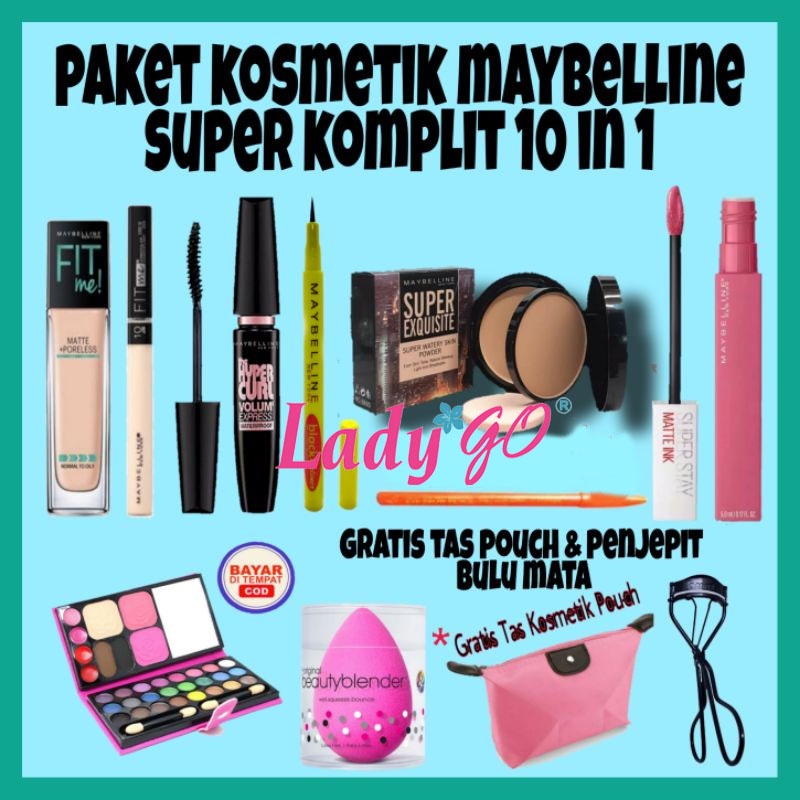 Paket Kosmetik Set Super Komplit 10 in 1 - Paket Make Up Murah - Make Up set