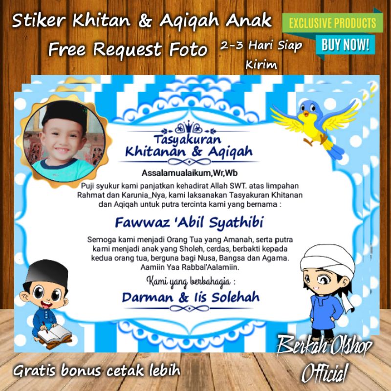 

Stiker Khitan & Aqiqah Anak (Request Foto) - Stiker Box Nasi