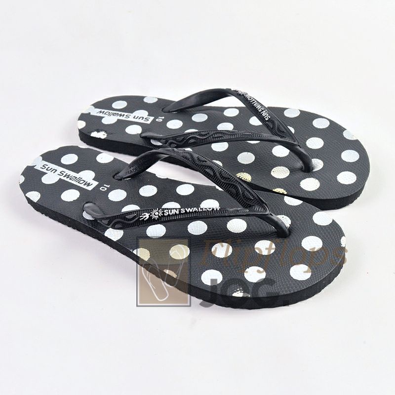 Sandal Jepit Wanita Sun Swallow Polkadot Nyaman Dipakai dan Anti-selip