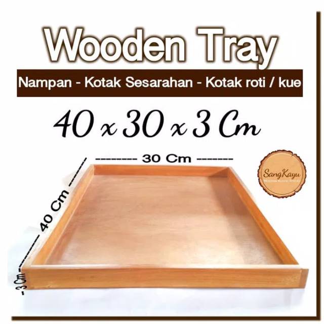 Wooden Tray 40x30x3 Cm Nampan kayu kotak seserahan hantaran cake box