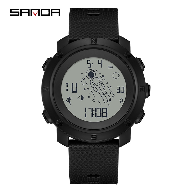 SANDA 2128 Jam Tangan Pria Digital EL Backlight Jam Astronot Sport Watch Anti Air WATCHKITE WKOS