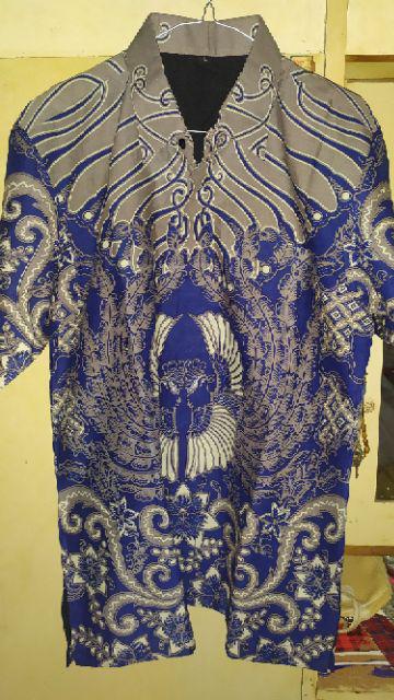 Peksi Wiyasa Biru Kemeja Batik Pria Full Furing Katun Primisima Eksklusif Batik Navy Dongker