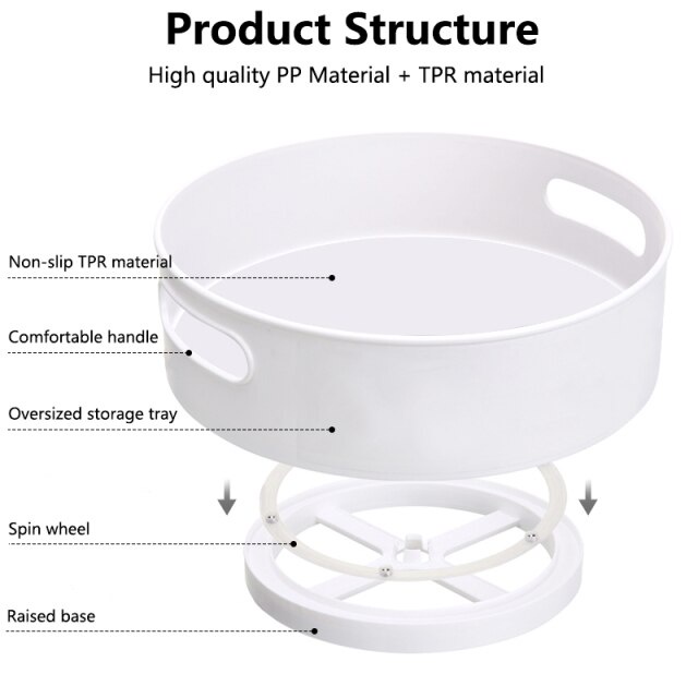 Nampan Putar Penyimpanan Bumbu Dapur Multifungsi Rak Kosmetik/Rak Dapur [Import]