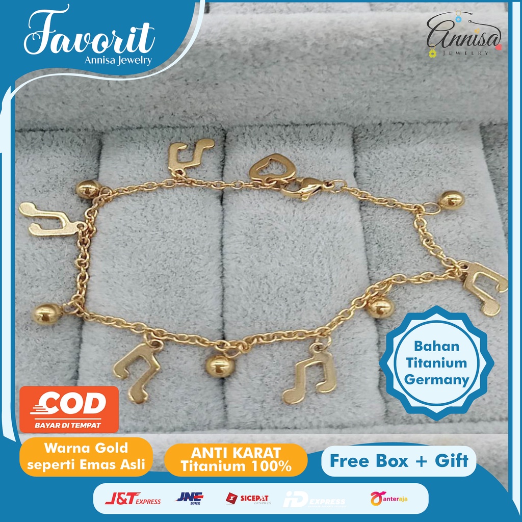 Gelang Kaki Music Gold / Silver Titanium Antikarat