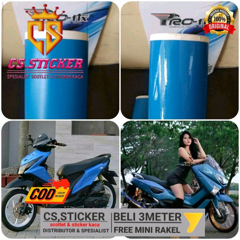 Skotlet Biru Metalik Doff Glossy Scotlet Dop GlossMetallic Satin Stiker body Motor Mobil