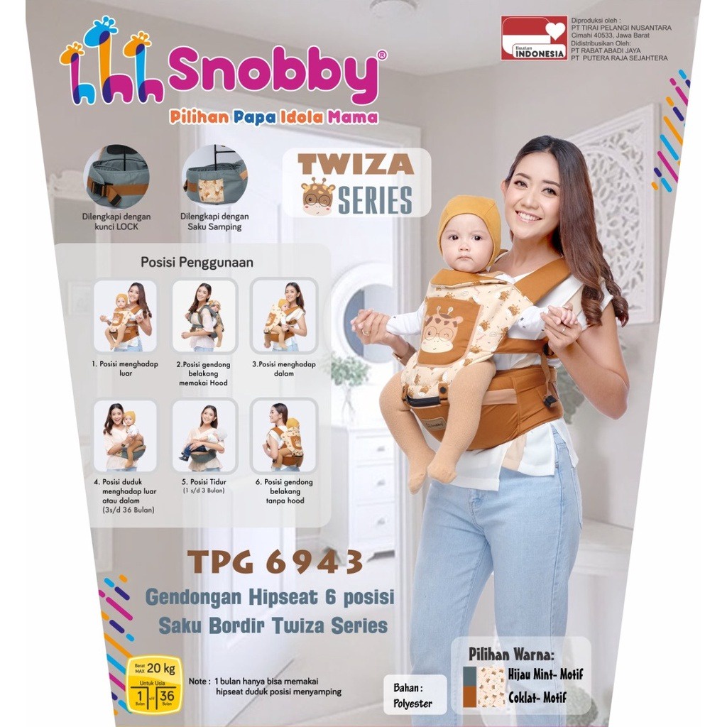 Snobby Gendongan Bayi Hipseat Snobby / Hipseat 6 Posisi Twiza Series - TPG 6943