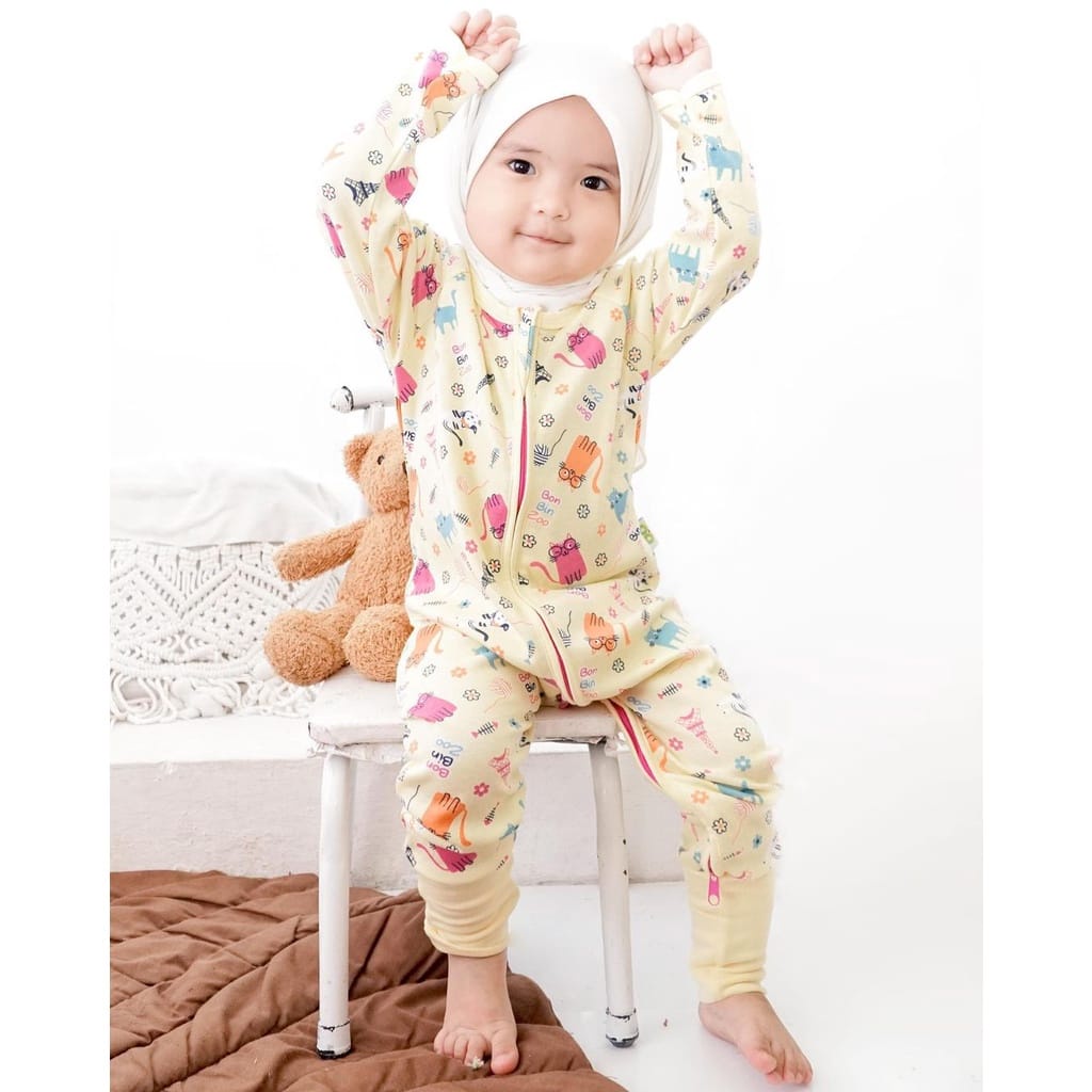 Jumper Panjang Bayi Resleting Sleepsuit Newborn Bonbinzoo Zipper SNI Bahan Halus / Baby 0-12 Bulan