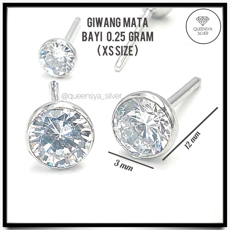 Anting Korea Anting Tusuk Anting Pria Wanita Perak Silver Asli 925 Model MATA BURUNG Lapis Emas Putih Kuning XS-XL Queensya Silver