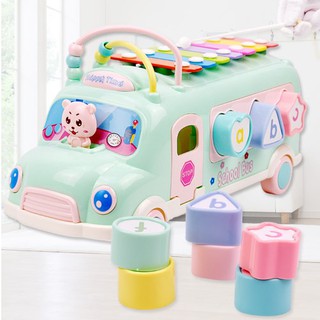 JOLIECOLLECTIONS MAINAN EDUKASI ANAK BUS PUZZLE PIANO 