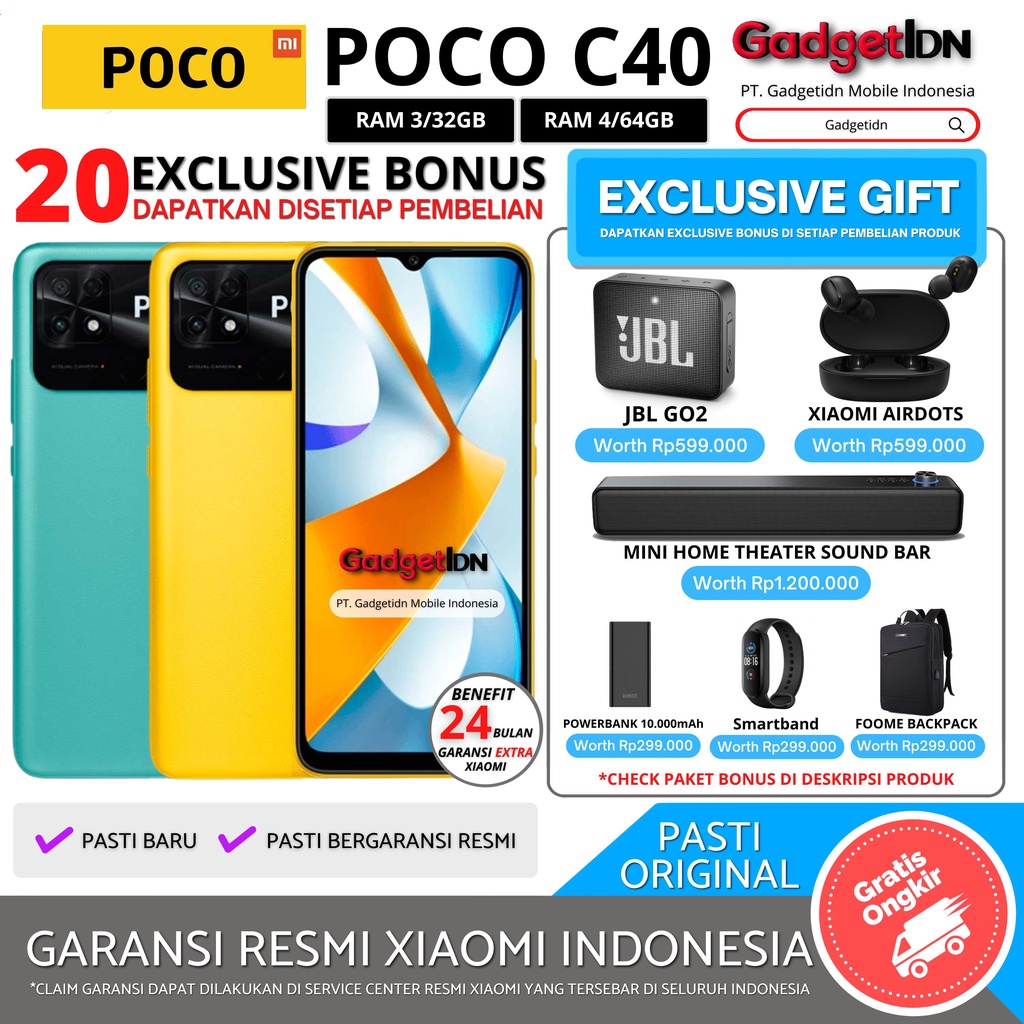 POCO C40 4/64GB 3/32GB GARANSI RESMI POCO XIAOMI INDONESIA