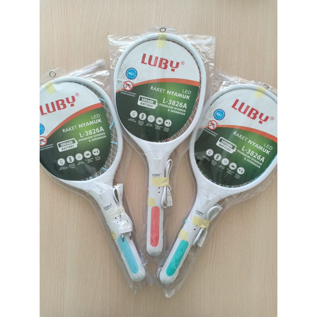 Luby L-3826A Raket Nyamuk Cas Rechargeable Mosquito Swatter L3826A