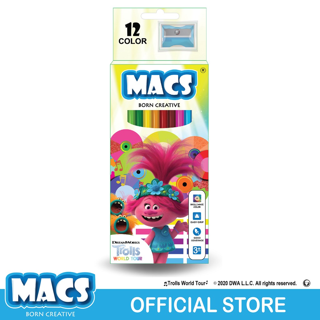 

MACS Pensil Warna Trolls World Tour movie 12 color pencils (white)