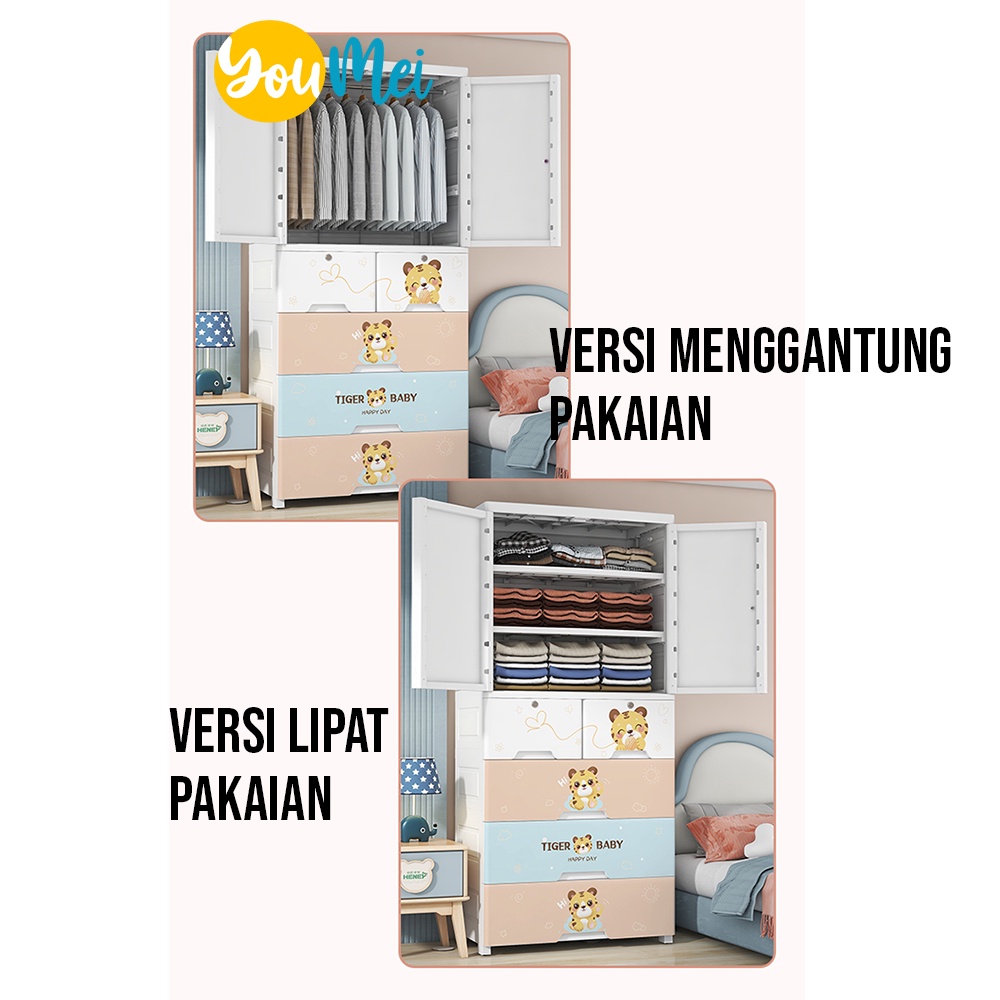 Lemari Penyimpanan Pakaian Plastik Lemari Pakaian Anak / Lemari  Pakaian Dewasa / Storage Box Lemari Laci Gantung 2 3 Tingkat - 1230