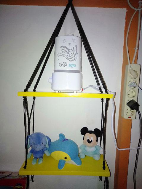 Rak Dinding Gantung Pot Tanaman 2 Susun Tali Hitam Minimalis