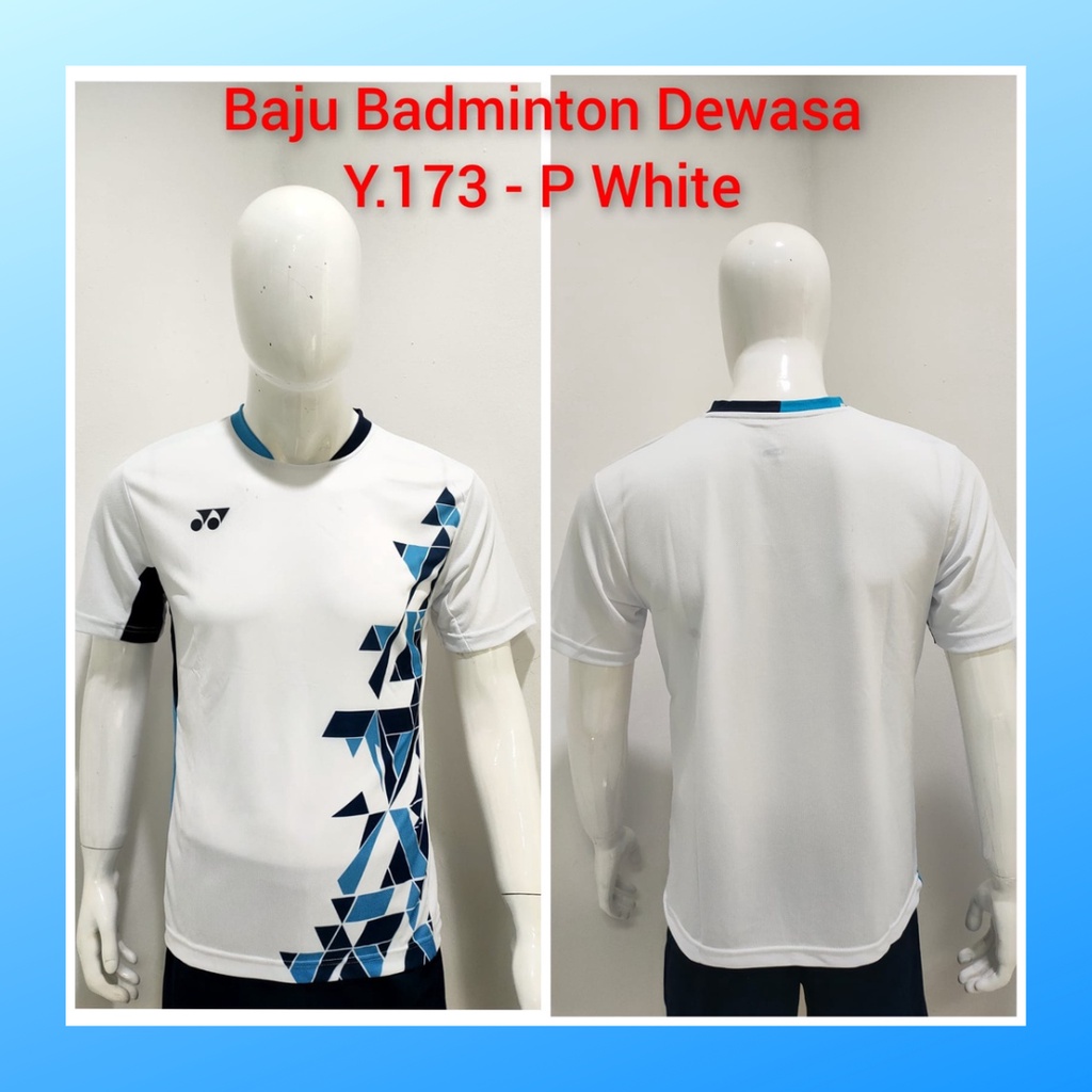 Kaos bulutangkis pria baju badminton atasan olahraga jersy wanita dewasa t-shirt outfit seragam kostum jersey casual suit pakaian jarsey oblong apparel sports jersi sudirman thomas uber cup bulu tangkis Y173 putih polos