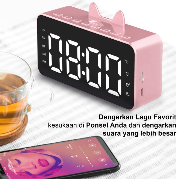Speaker Bluetooth 5.0 Portable Wireles dan Jam Alarm LED Display