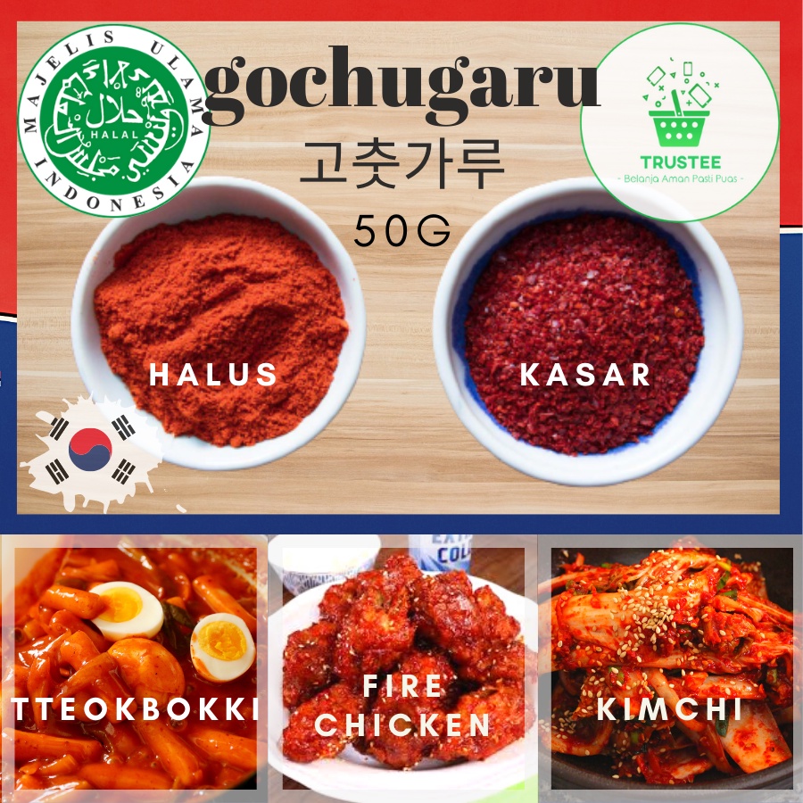 PROMO Gochugaru HALAL MUI / Bubuk Cabe Cabai Red Pepper Powder Korea - Kasar &amp; Halus gochukaru 50gr