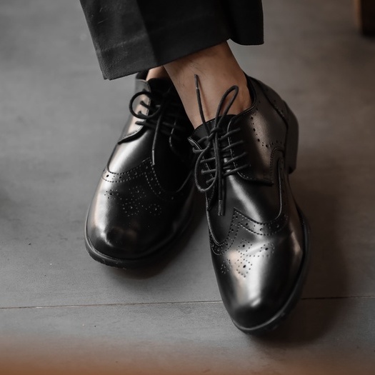 Wingtip Black | Sepatu Pantofel Formal Casual Kasual Kerja Kuliah Pria Cowok Kantor | FORIND x Worka