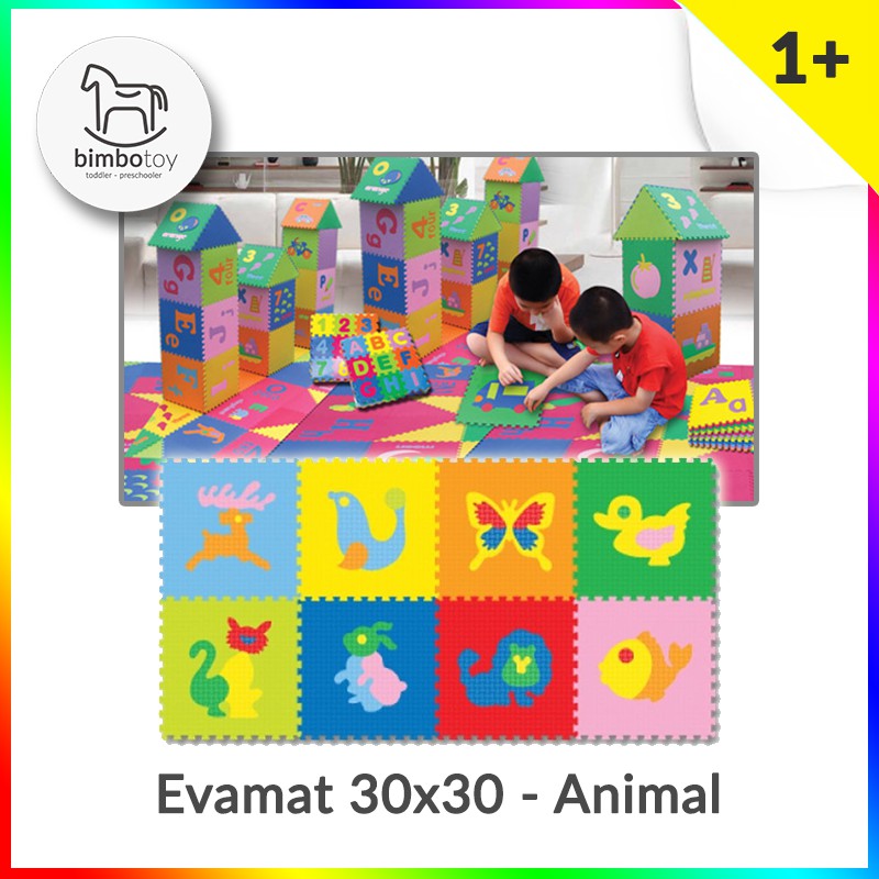 Bimbozone - Karpet Puzzle Evamat Hewan | Evamat Unimats 30x30cm - Animal