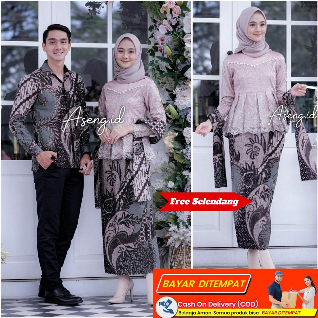 KEBAYA BATIK COUPLE BURKAT KONDANGAN BROKAT TILE BRUKAT WISUDA SET KUTU BARU BAJU LAMARAN TUNANGAN B