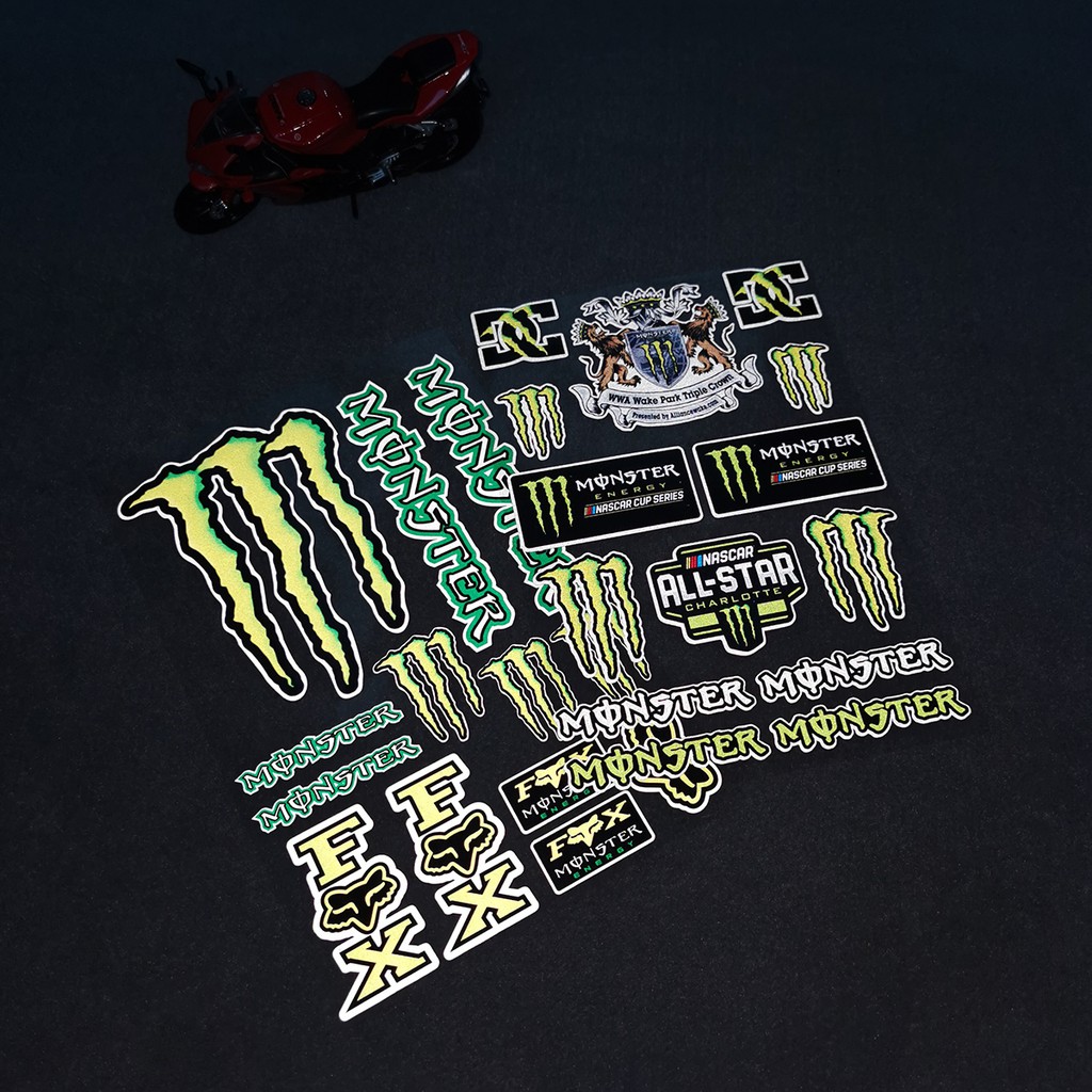 Stiker Reflektif Anti Air Motif Monster Energy Untuk Dekorasi Motorcross Mobil