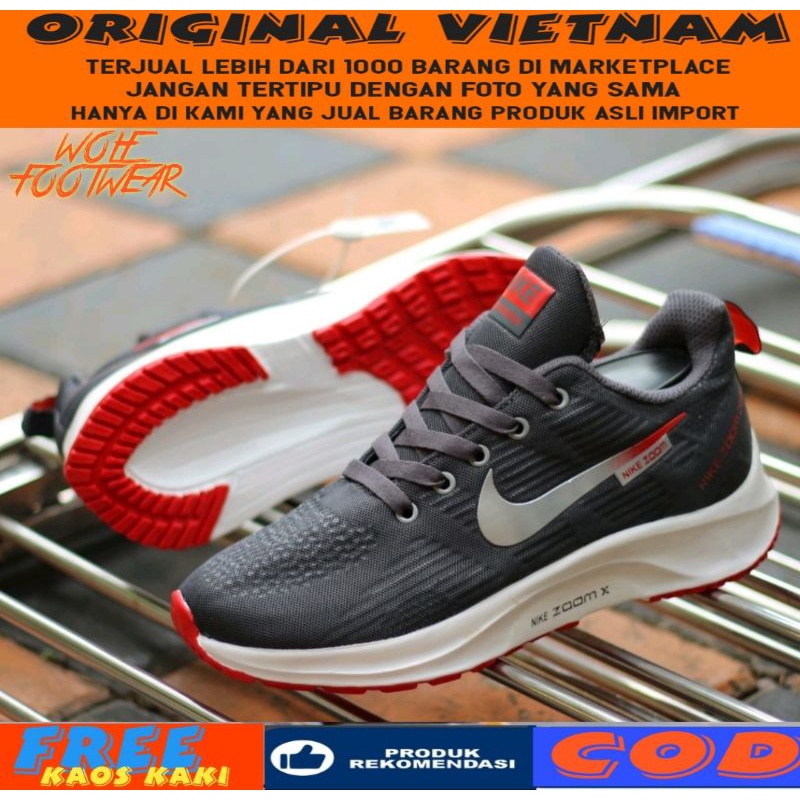 100% PREMIUM SNEAKERS  NIKE ZOOM RUNNING PEGASUS TURBO 35 REACT SPORT MEN ABU GREY MERAH RED QUALITY.