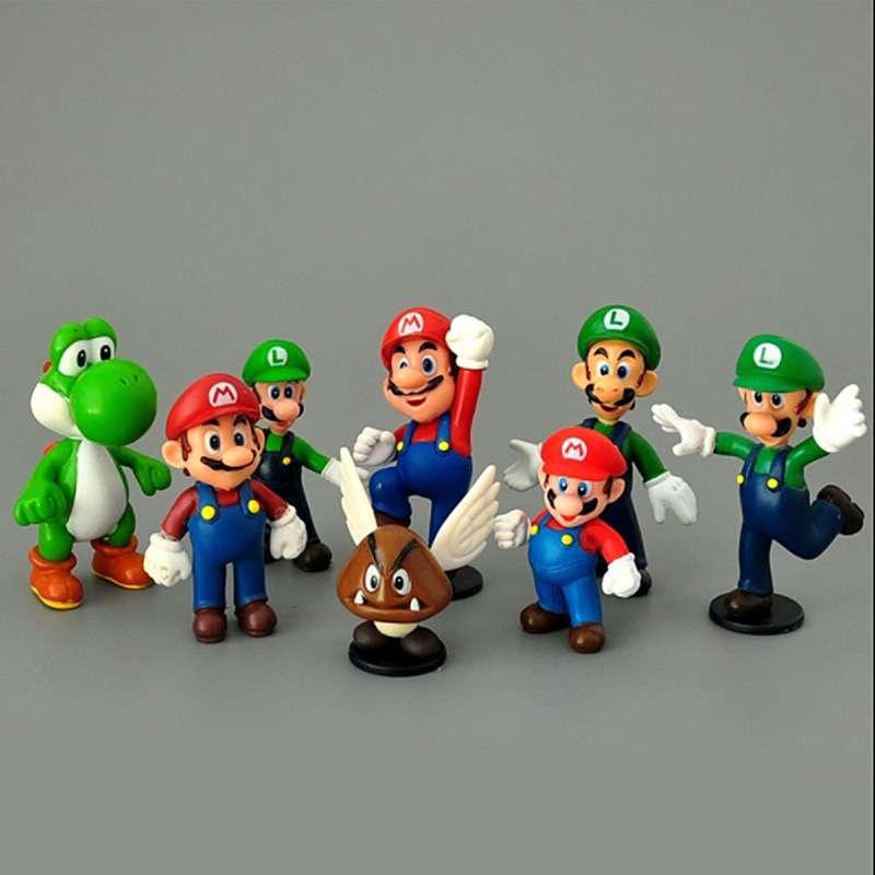 18pcs 6pcs/lot Super Mario Bros PVC Action Figure Yoshi Peach Princess Luigi Donkey Kong Boneka 3-7CM