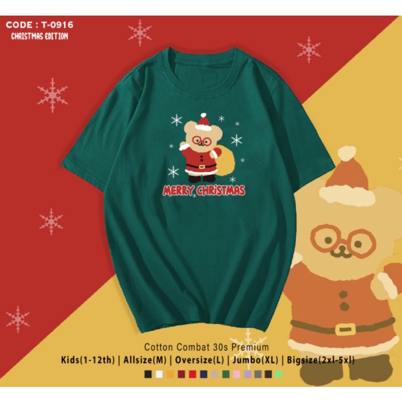 KAOS KATUN NATAL BERUANG SANTA/KAOS NATAL MERRY CHRISTMAS