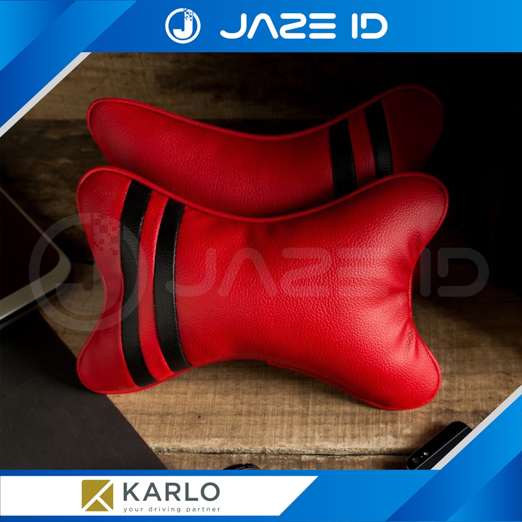 Karlo Bantal Premium Leher Kepala Mobil Sport Red Merah