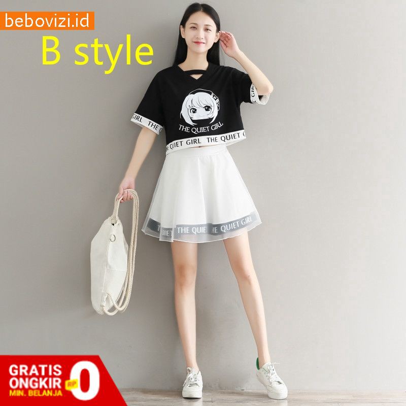 Casual Dress Mini Wanita Warna Hitam Dan Putih Bergaya Fashionable Musim Panas