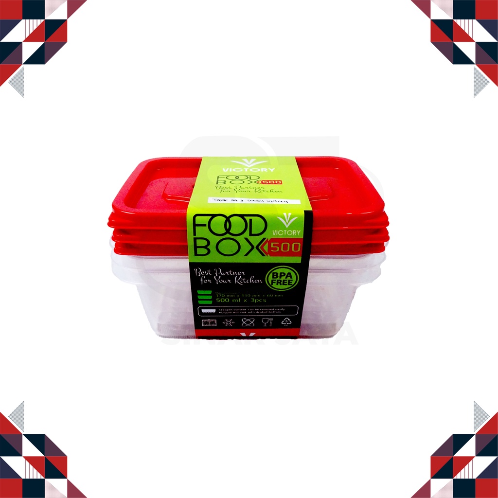Tepak Set 3 500ml Victory/Tepak Makan Plastik Isi 3/Tepak Serbaguna