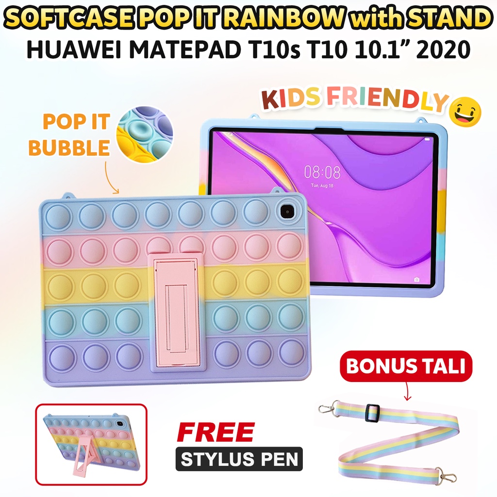 Huawei Matepad T10s T10 10.1 inch 2020 Softcase POP IT RAINBOW BUBBLE Case Casing Cover Pelangi Kid 
