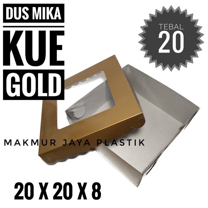 

3Rs5E546 Dus Kue Mika - Emas 20 Paper Box Dus Gold Tutup Mika 20 X 20 56Eyhr6R