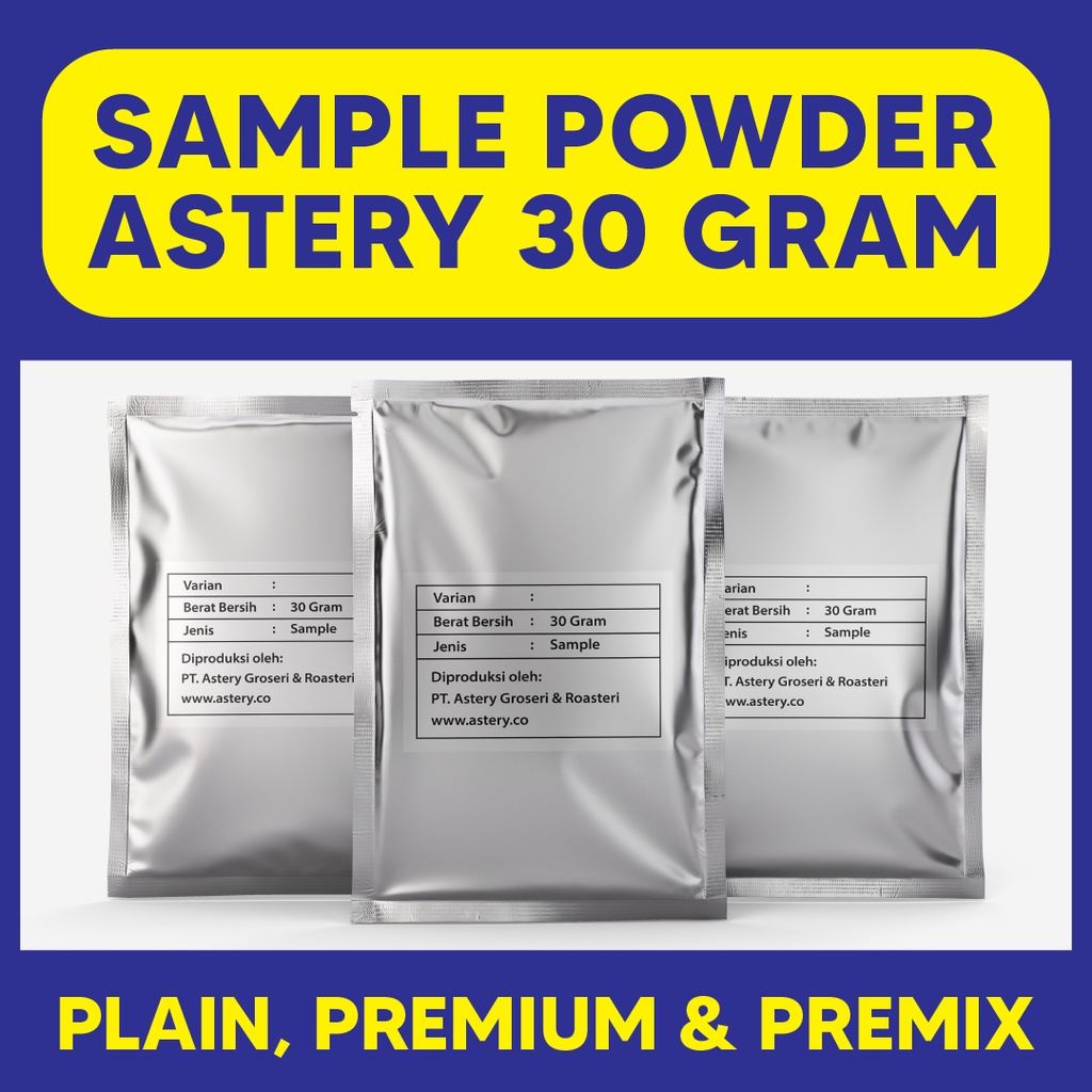 

SAMPLE BUBUK MINUMAN 30 GRAM - POWDER DRINK PLAIN PREMIX PREMIUM LATTE ART