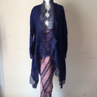 Set Kanaya Navy Kebaya Outer Lace Batik Viscose Shopee Set Kanaya Navy Kebaya Outer Lace Batik Viscose Shopee